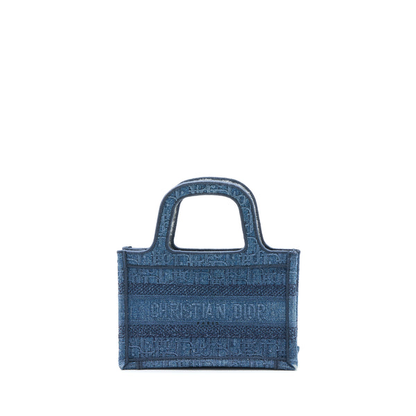 Dior Mini Book Tote Denim Blue Oblique