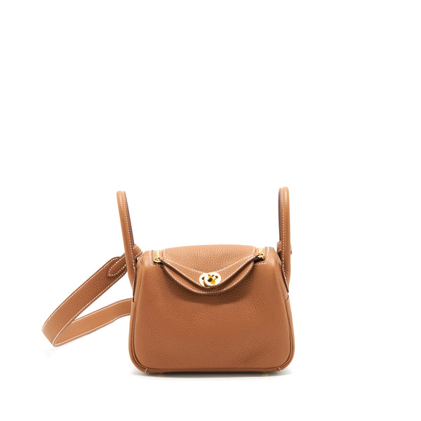 Hermes Mini Lindy Clemence Gold GHW Stamp Z