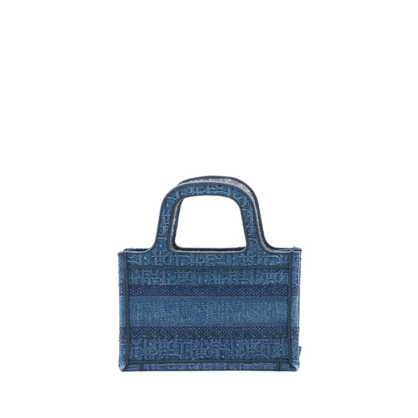 Dior Mini Book Tote Denim Blue Oblique