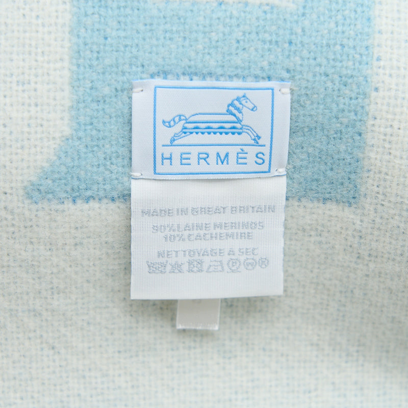 Hermes Avalon Epopee Baby Blanket Bleu Paon/Celadon