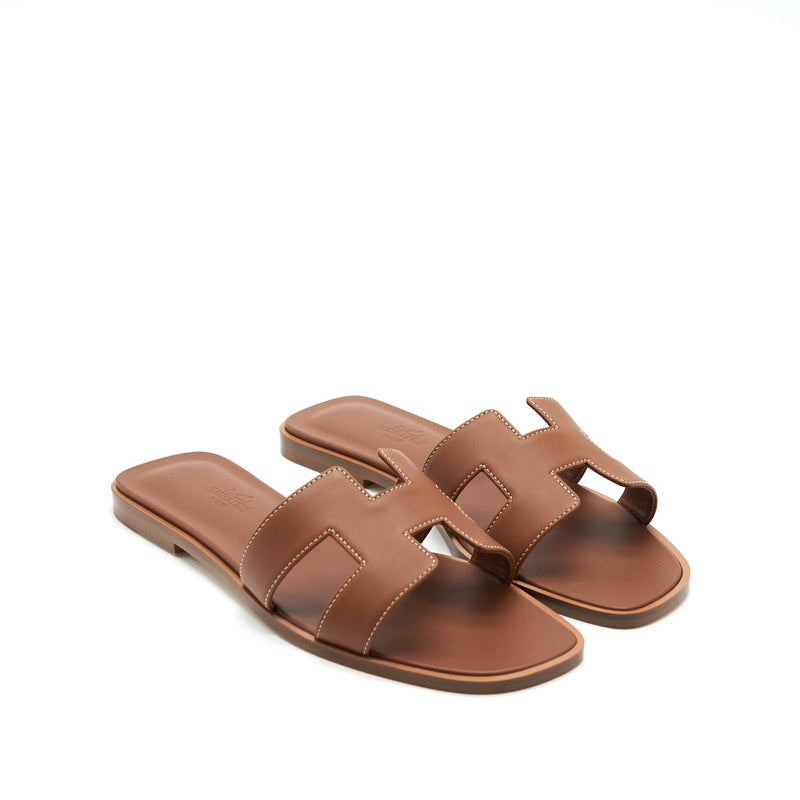 Hermes Size 37.5 Oran Sandal Box Gold