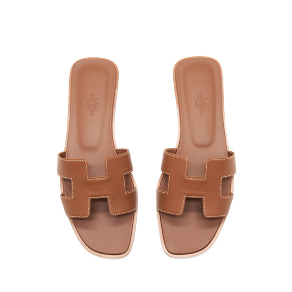 Hermes Size 37.5 Oran Sandal Box Gold
