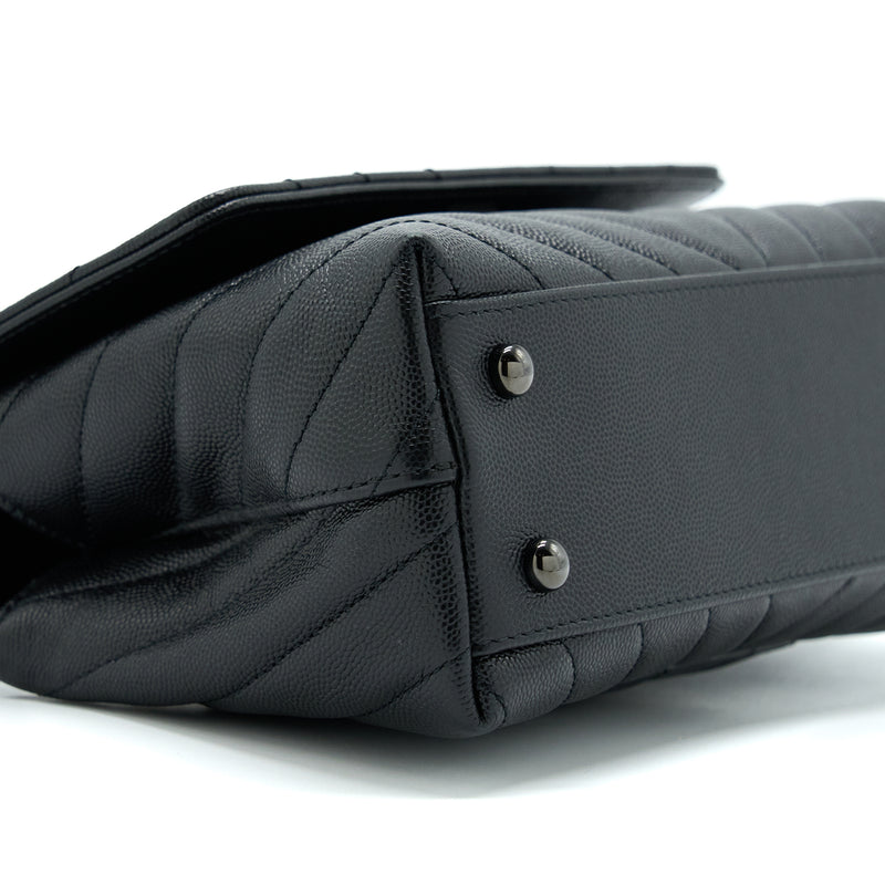 Chanel Small Coco Handle Chevron Caviar So Black