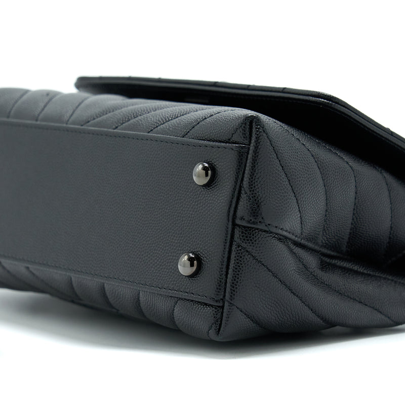 Chanel Small Coco Handle Chevron Caviar So Black