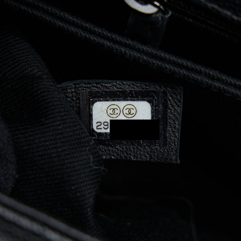 Chanel Small Coco Handle Chevron Caviar So Black