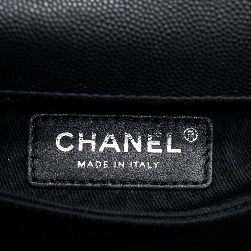 Chanel Small Coco Handle Chevron Caviar So Black