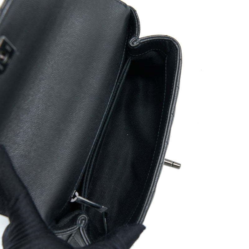 Chanel Small Coco Handle Chevron Caviar So Black