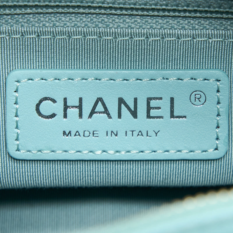 Chanel Small Gabrielle Chevron Calfskin Light Blue Multicolour Hardware