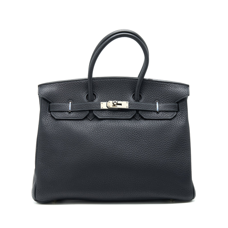 Hermes Birkin 35 Black SHW Stamp Square H