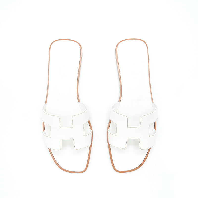 Hermes Size 38 Oran Sandal Box Blanc