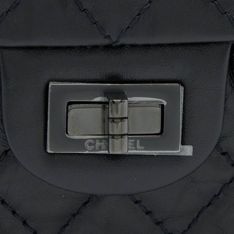 Chanel Mini 2.55 Reissue Aged Calfskin So Black With Black Hardware (Microchip)