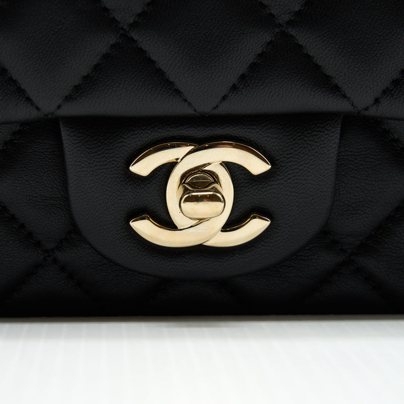 Chanel mini rectangular flap Bag Lambskin Black LGHW