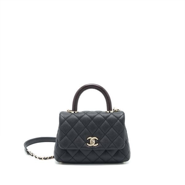 Chanel Coco Handle Extra Mini Black Embossed Handle LGHW