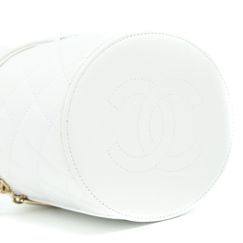 Chanel Top Handle Vanity Case Lambskin White GHW