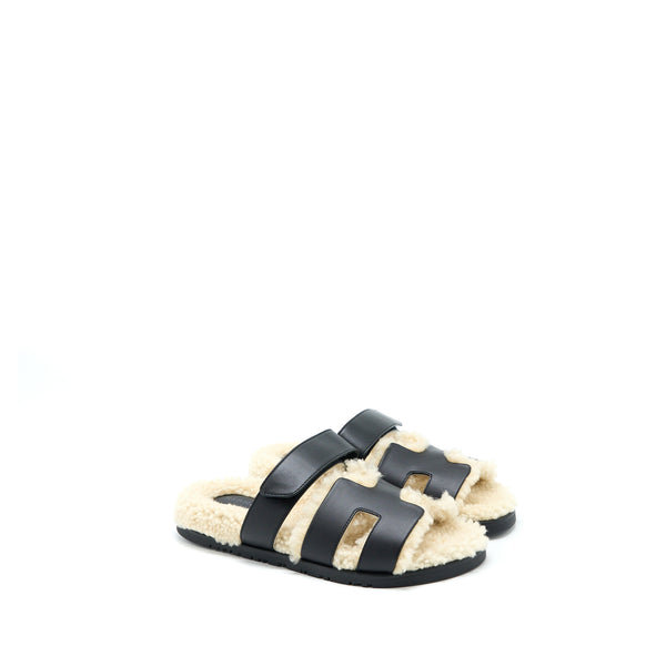 Hermes Size 37 Chypre Sandals Black