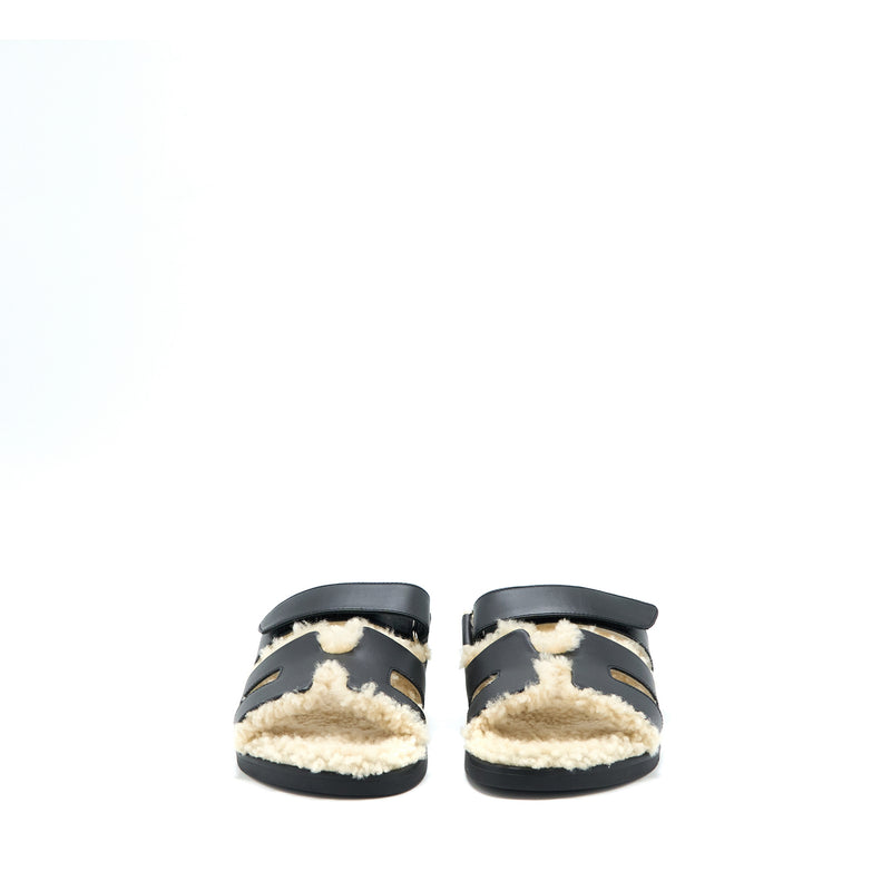 Hermes Size 37 Chypre Sandals Black
