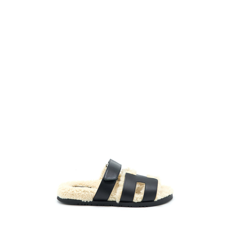 Hermes Size 37 Chypre Sandals Black