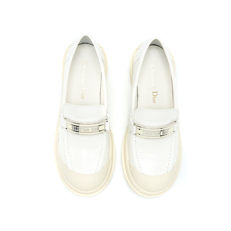 Christian Dior Size 36 Code Loafer Brushed Calfskin White SHW