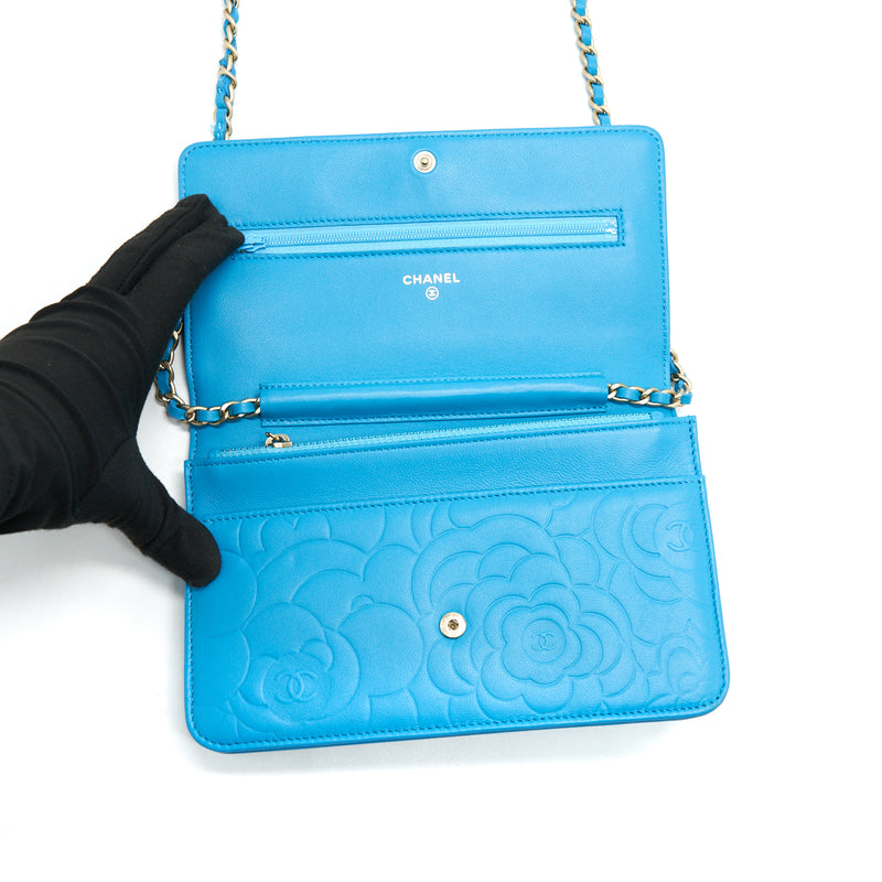 Chanel Camelia Wallet on Chain lambskin Blue GHW