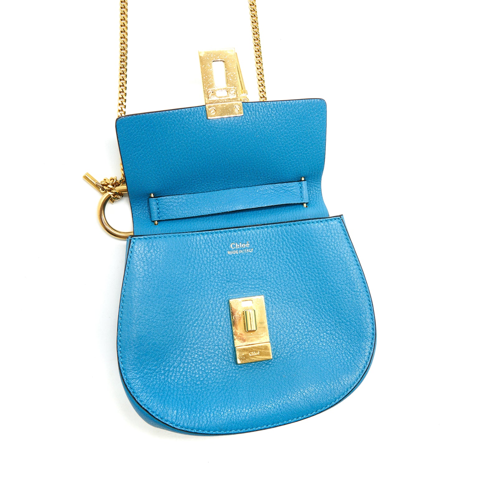 chloe backpack mini blue Chloe Mini Drew Shoulder Bag Blue GHW