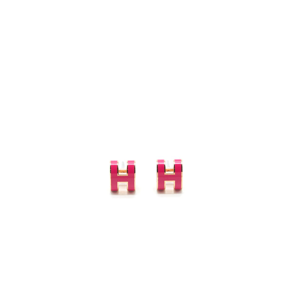 Hermes Mini Pop H Earrings Pink GHW