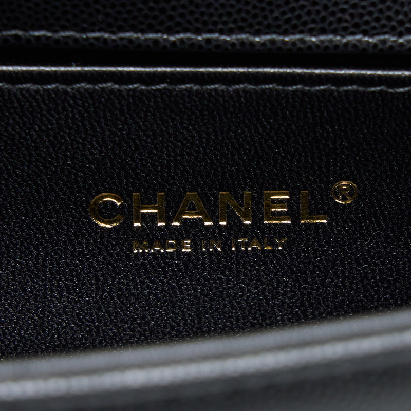 Chanel Small Boy Bag Caviar Black GHW (Microchip )