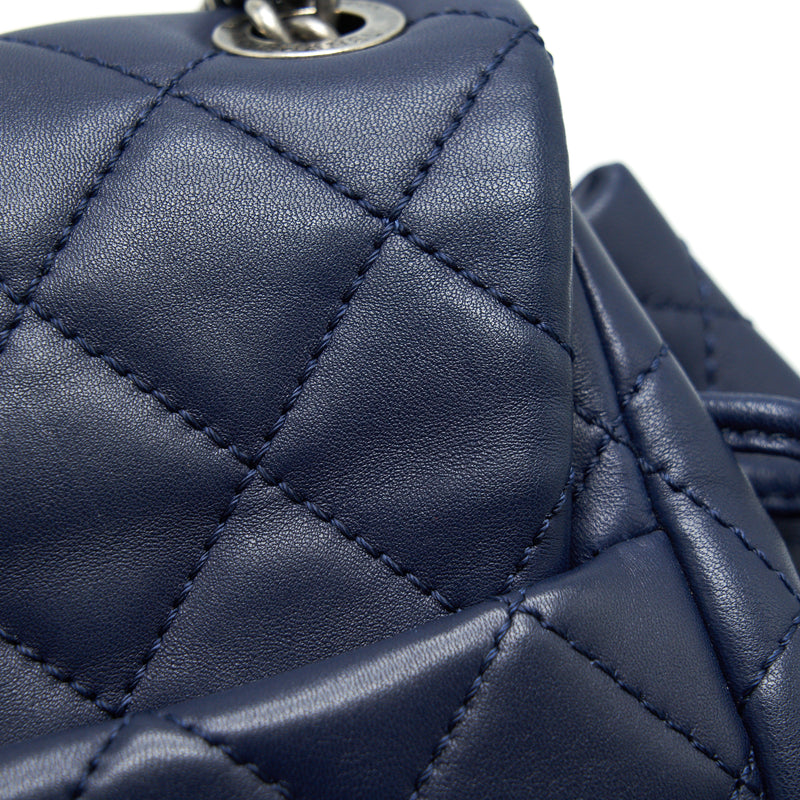 Chanel Quilted Backpack Navy Blue Ruthenium SHW