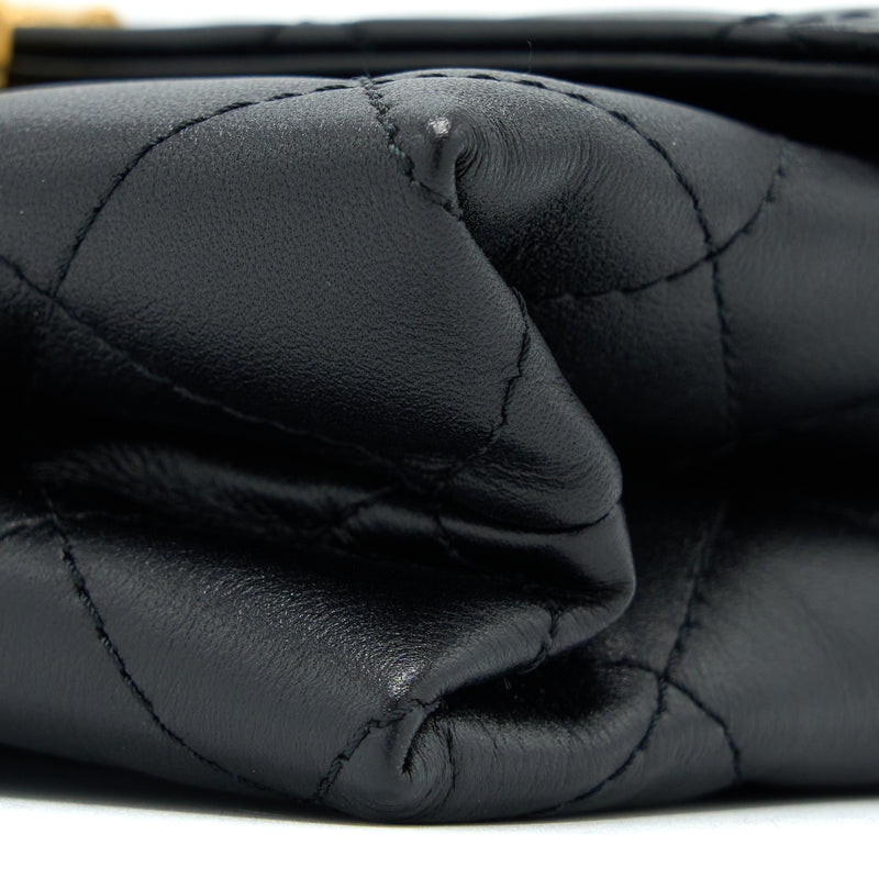 Chanel 22S Seasonal Flap Bag Calfskin Black Brushed GHW