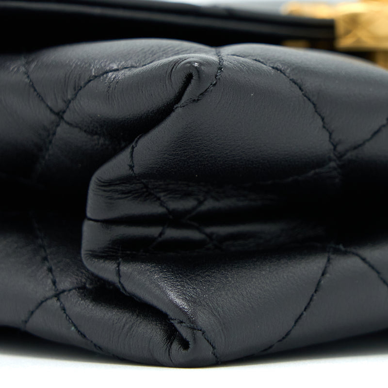 Chanel 22S Seasonal Flap Bag Calfskin Black Brushed GHW