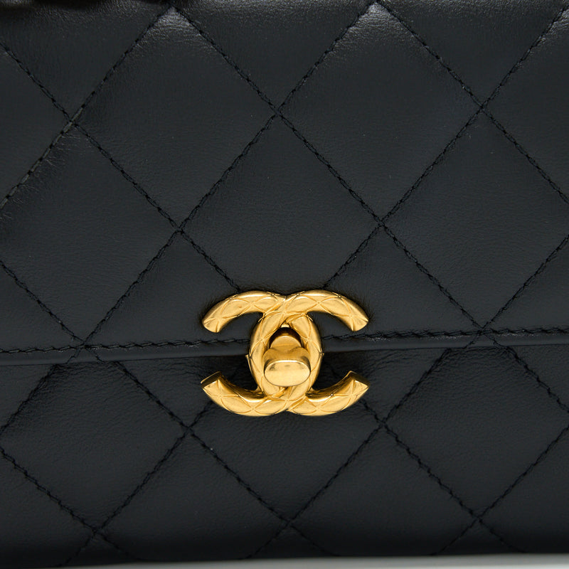 Chanel 22S Seasonal Flap Bag Calfskin Black Brushed GHW