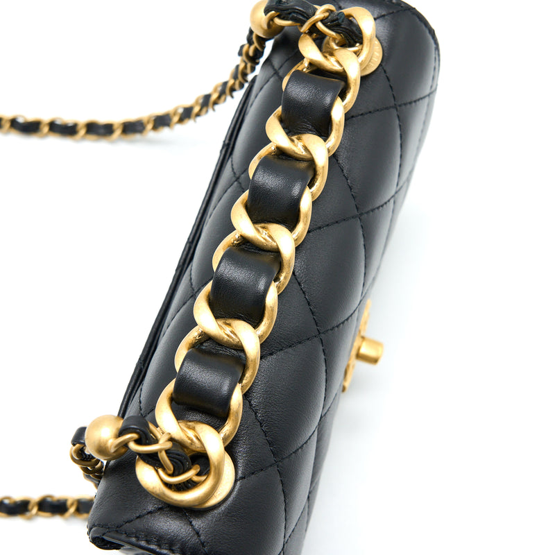 Chanel 22S Seasonal Flap Bag Calfskin Black Brushed GHW