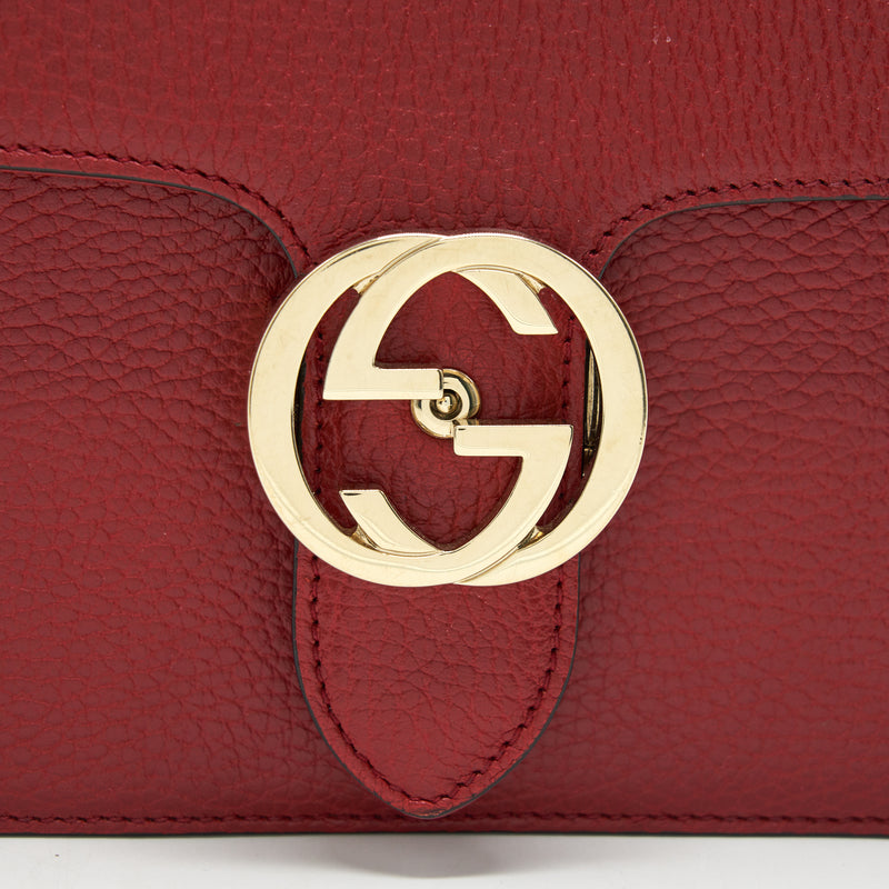Gucci GG Interlocking Small Chain crossbody Bag Red with LGHW