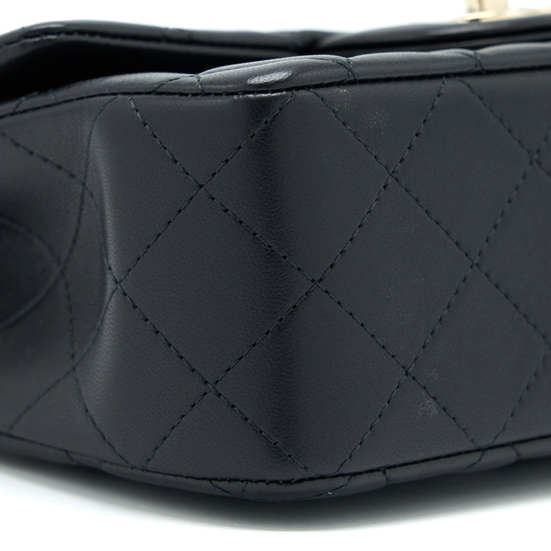 Chanel 22P lion charm Top Handle Mini Rectangular flap bag Lambskin Bl