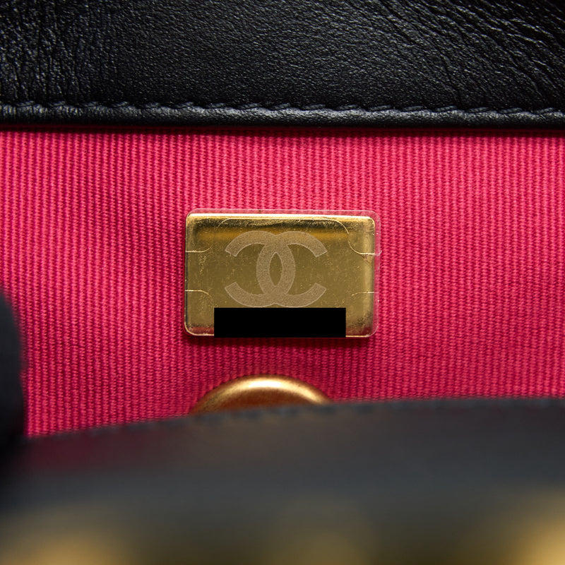 Chanel 22S Seasonal Flap Bag Calfskin Black Brushed GHW