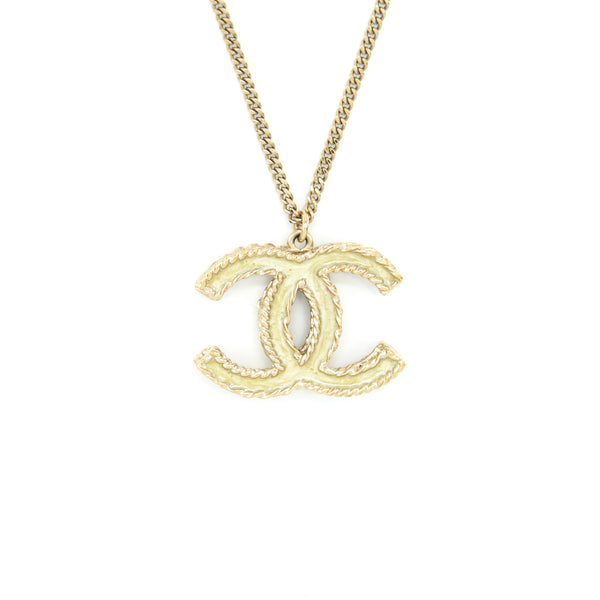 Chanel CC Logo With Crystal Necklace Light Gold Tone