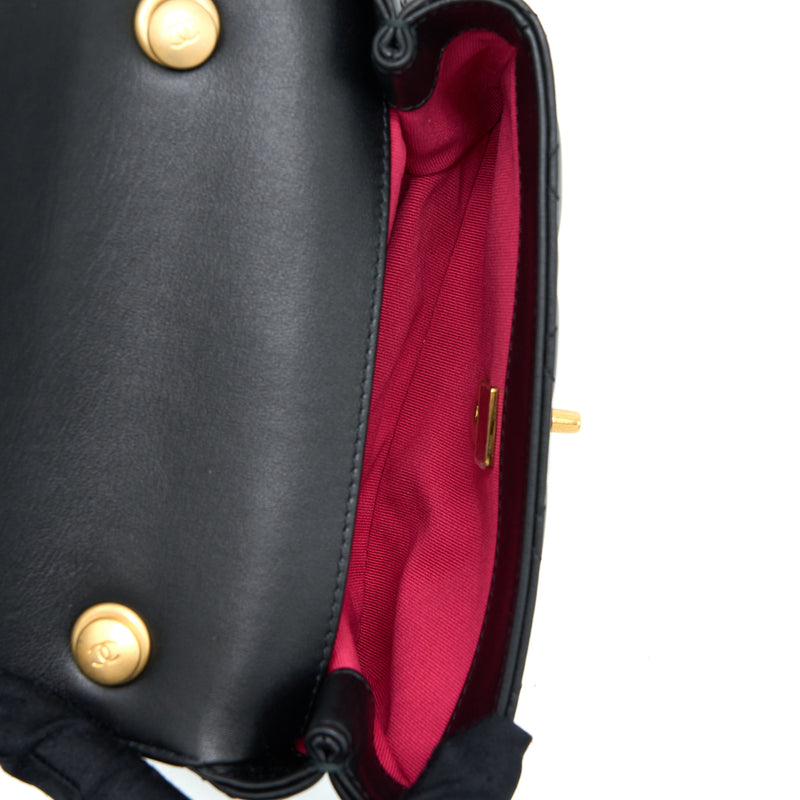 Chanel 22S Seasonal Flap Bag Calfskin Black Brushed GHW