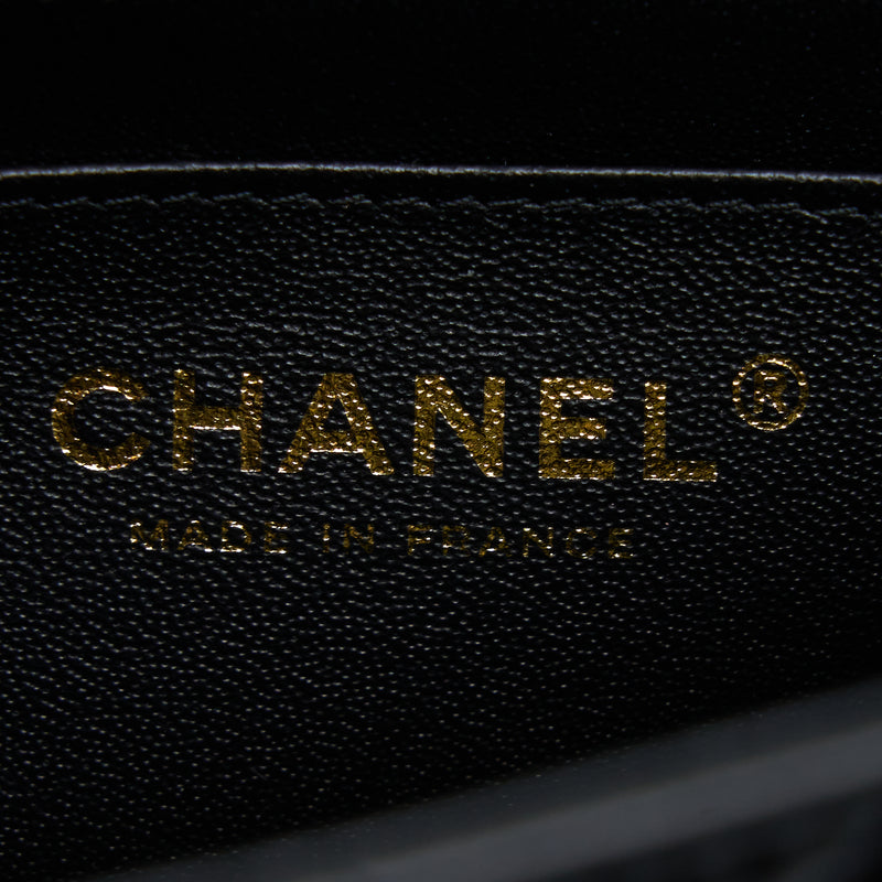 Chanel 22P lion charm Top Handle Mini Rectangular flap bag Lambskin Black LGHW (Microchip)