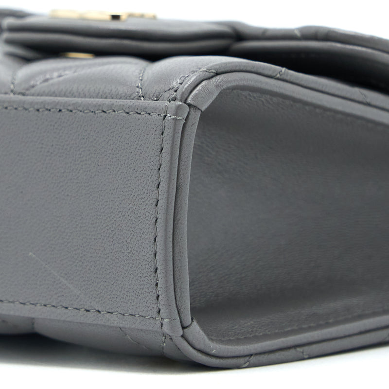 Chanel Mini Top Handle Flap Bag Lambskin Dark Grey LGHW