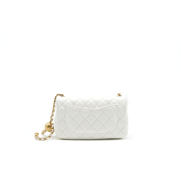 CHANEL PEARL CRUSH RECTANGULAR MINI FLAP BAG WHITE