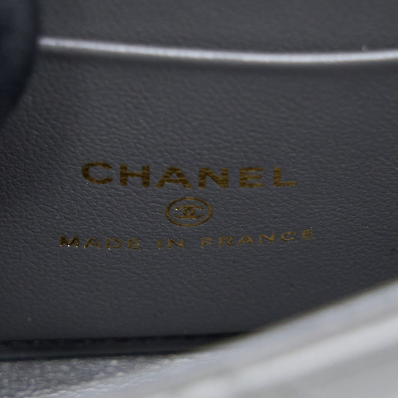 Chanel Mini Top Handle Flap Bag Lambskin Dark Grey LGHW