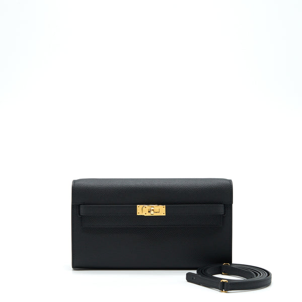 Hermes Classic Kelly To Go Epsom Black GHW Stamp U