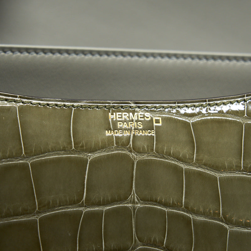 Hermes Constance 24 Alligator 81 Gris Tourterelle GHW Stamp Y