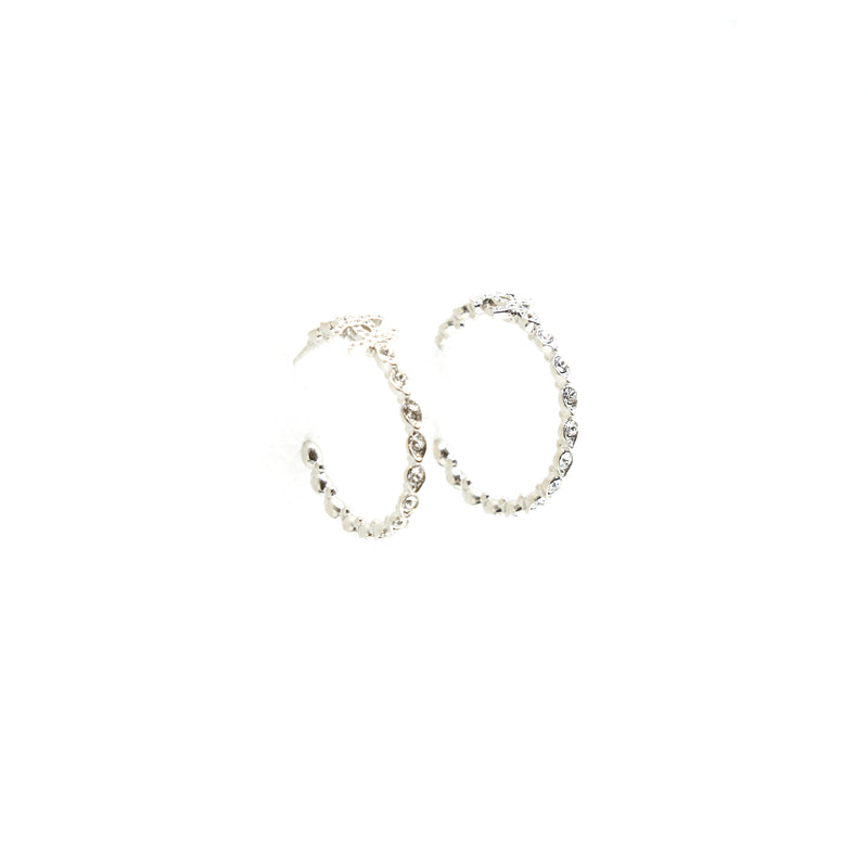 Chanel Round CC Earrings Crystal SHW