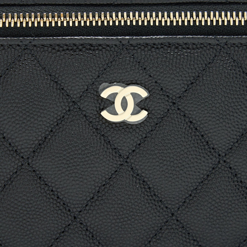 Chanel Small Long Vanity With Chain Caviar  Black LGHW