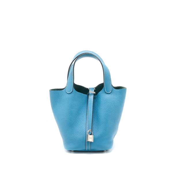 Hermes Picotin 18 Lock Bag Clemence Blue Jeans SHW Stamp Square P