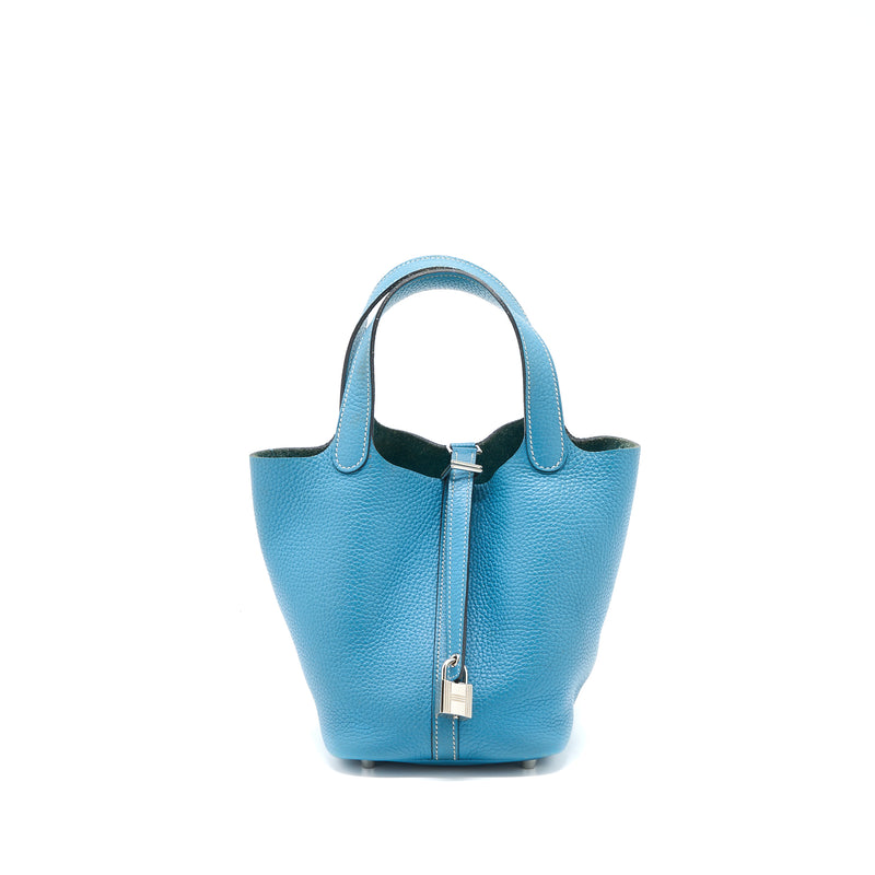 Hermes Picotin 18 Lock Bag Clemence Blue Jeans SHW Stamp Square P