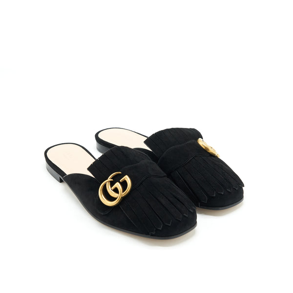 Gucci Size 38.5 GG Suede leather Mules Black