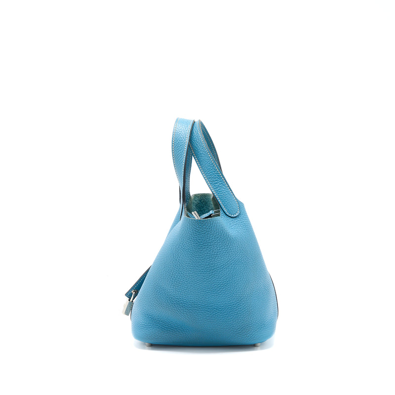 Hermes Picotin 18 Lock Bag Clemence Blue Jeans SHW Stamp Square P
