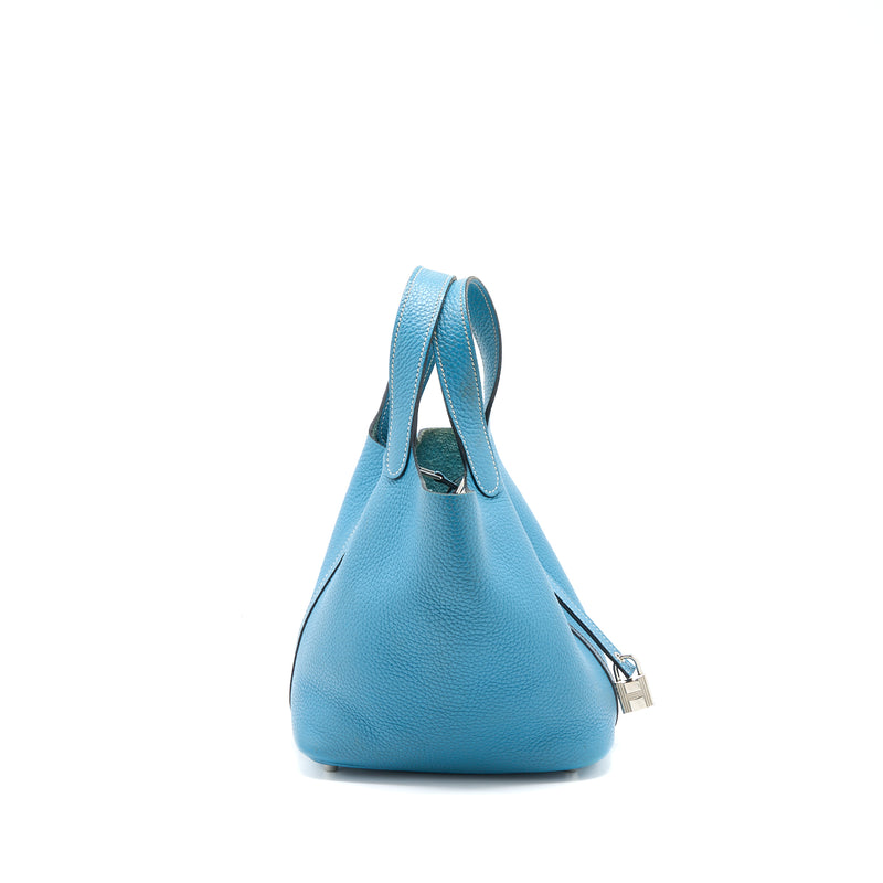 Hermes Picotin 18 Lock Bag Clemence Blue Jeans SHW Stamp Square P