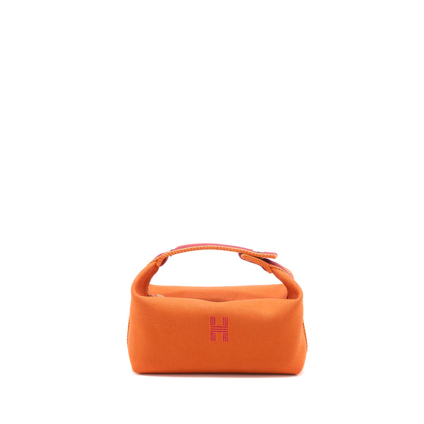 Hermes Bride A Brac Travel Case Small Model Canvas Orange Feu SHW